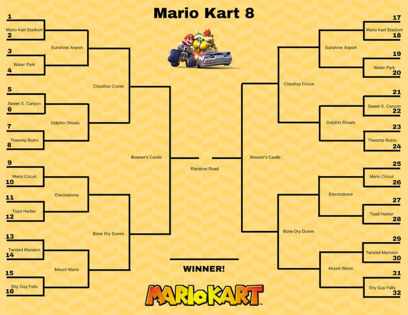 Mario Kart Tournament Bracket Printable