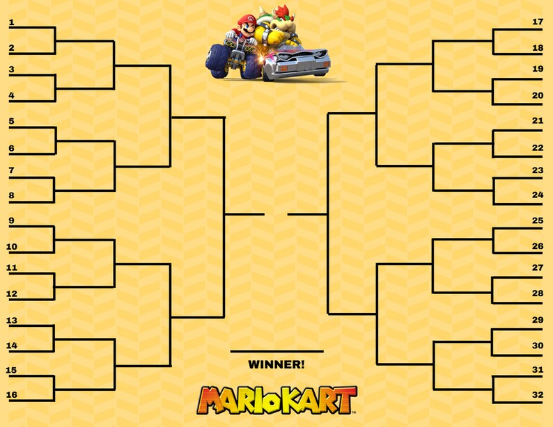 Mario Kart Tournament Brackets 3 Brackets 6 Versions each | Etsy