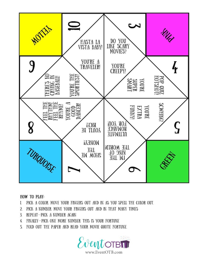 90's Movie Theme Fortune Teller Digital Download 90s Etsy