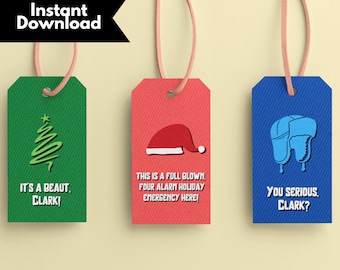 National Lampoons Christmas Vacation, You Serious Clark, Funny Christmas tags, Clark Griswold, Holiday Gift Tags Printable