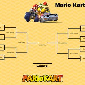 Mario Kart Tournament Brackets 3 Brackets 6 Versions each | Etsy