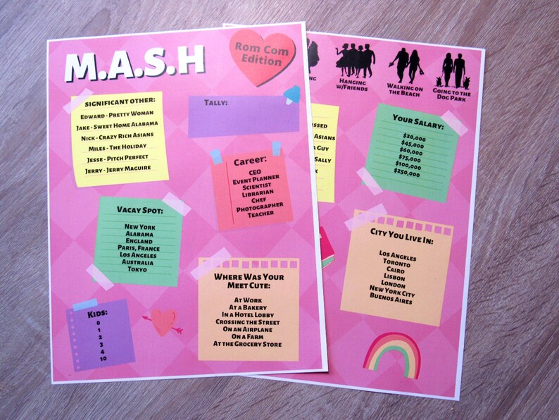 90s Nostalgia, MASH Game Printable, Party Games Printable, 90s Party ...
