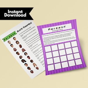 Friends TVShow Games Printable, Friends TVshow Games for Adults,  Friends Party Games Printable, Friends Party Games Birthday, Party Games