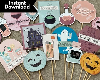 Pastel Halloween, Halloween Photo Props, Drink Up Witches, Halloween Party Ideas, Pink Halloween, Photobooth Props, Photo Booth Props