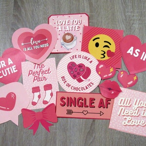 Love Themed Party Photo Props for Photobooth - Printable Photo Props for Birthday Party, Bridal Shower, Engagement Party, Valentine&#39;s Day