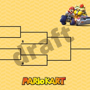 Custom Listing - Mario Kart Tournament Brackets - 6 players & 8 players