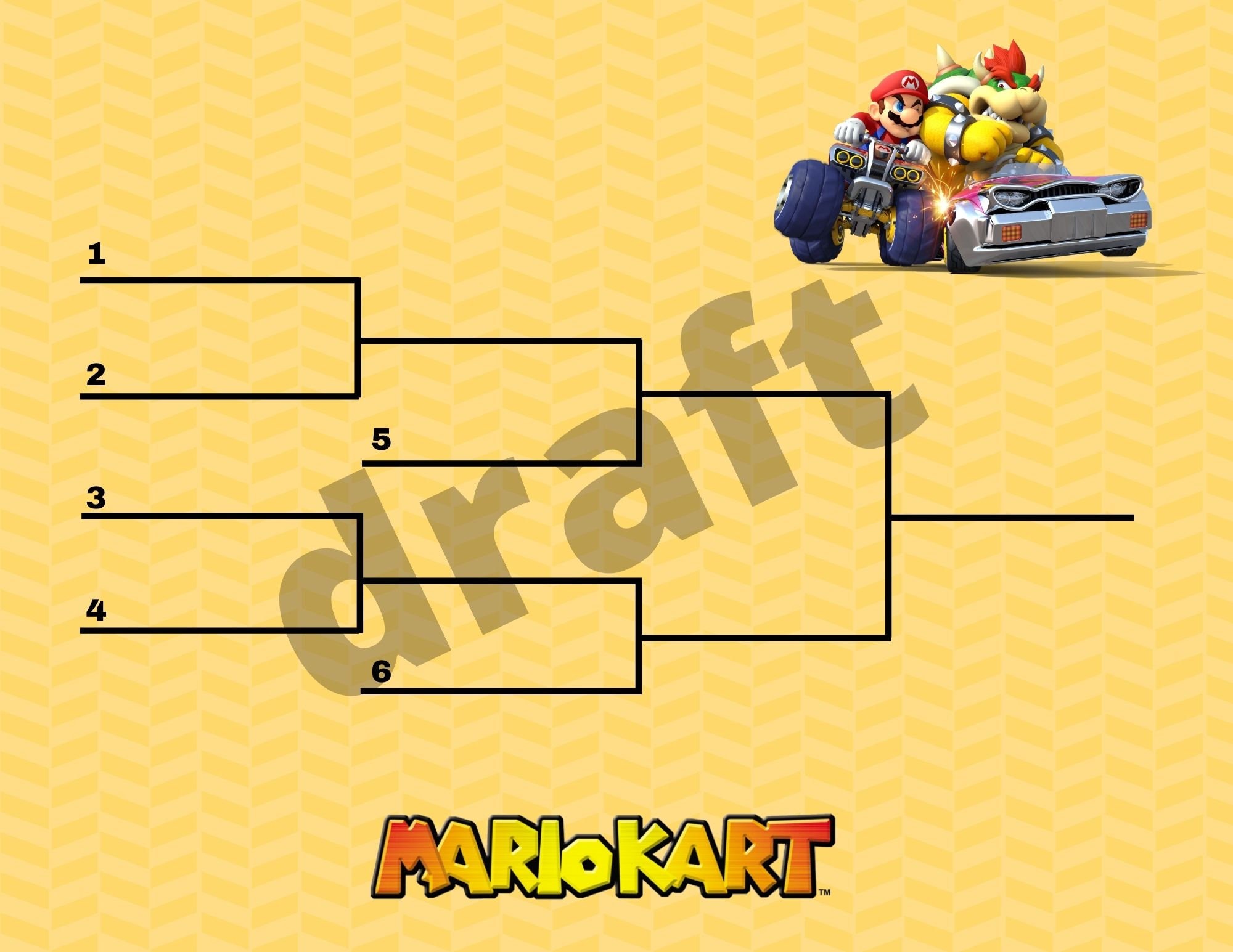 Custom Listing - Mario Kart Tournament Brackets - 6 players & 8 players