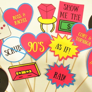 90&#39;s Theme Party Photo Props - Instant Digital Download