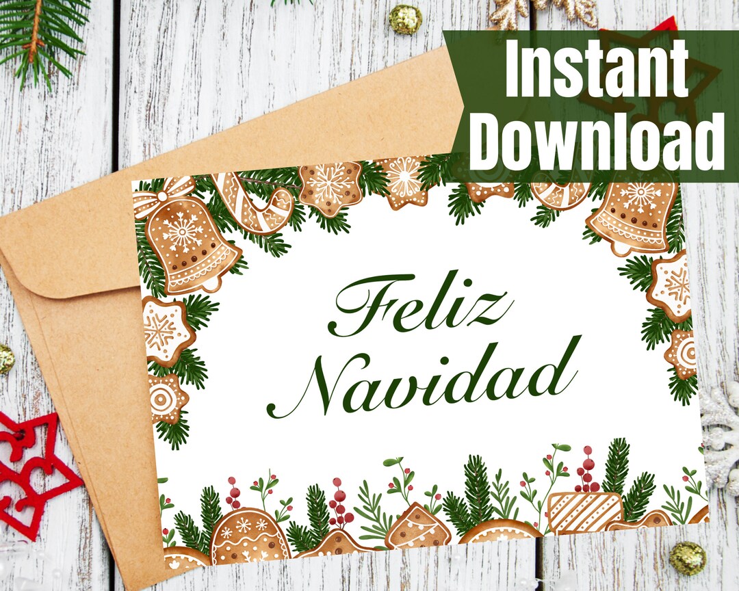 Feliz Navidad Printable Card Spanish Christmas Card - Etsy