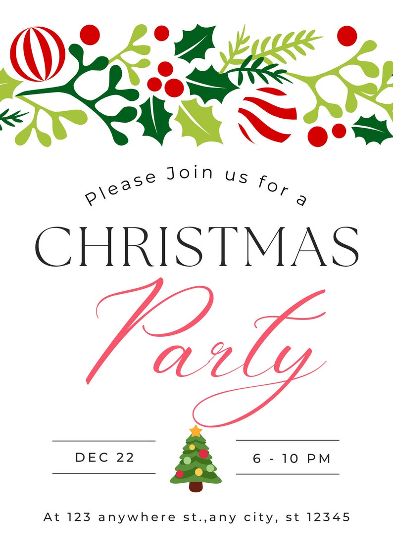 Editable Christmas Party Invitation Christmas Party - Etsy
