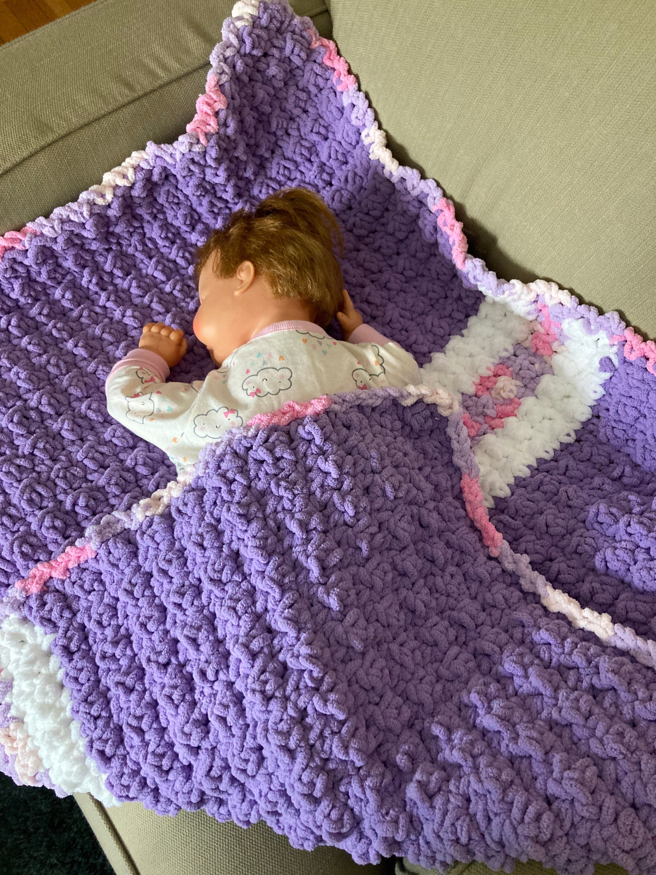Lilac soft crocheted blanket