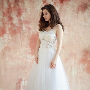 Romantic Wedding Dress,Summer Wedding Dress,Lace Wedding Dress,Princess Ball Gown Wedding Dress,Wedding dress with brocade tulle