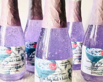 Baño de burbujas de lavanda y vainilla: minibotella de champán