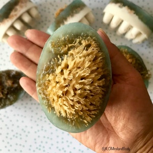 Sea Sponge Massage Bar Soap in "Island Orchid" / Beach / Sea / Nature / Earth Day / Outdoors / Holiday Gift / Birthday