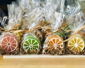 Citrus Luffa Soaps Party Favors Set of 15 to 100 /Baby Shower/Bridal/Wedding/Lemon/Orange/Lime/Grapefruit/Birthday/Main Squeeze/Little Cutie