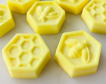 Set of 4 Hexagon-Shaped Honeybee and Hive Wax Tarts made with Eco-Friendly Soy Wax