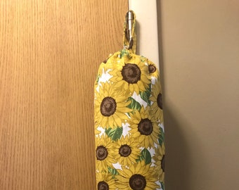 Plastic Bag Holder Sunflowers Fabric Made New Kitchen Storage