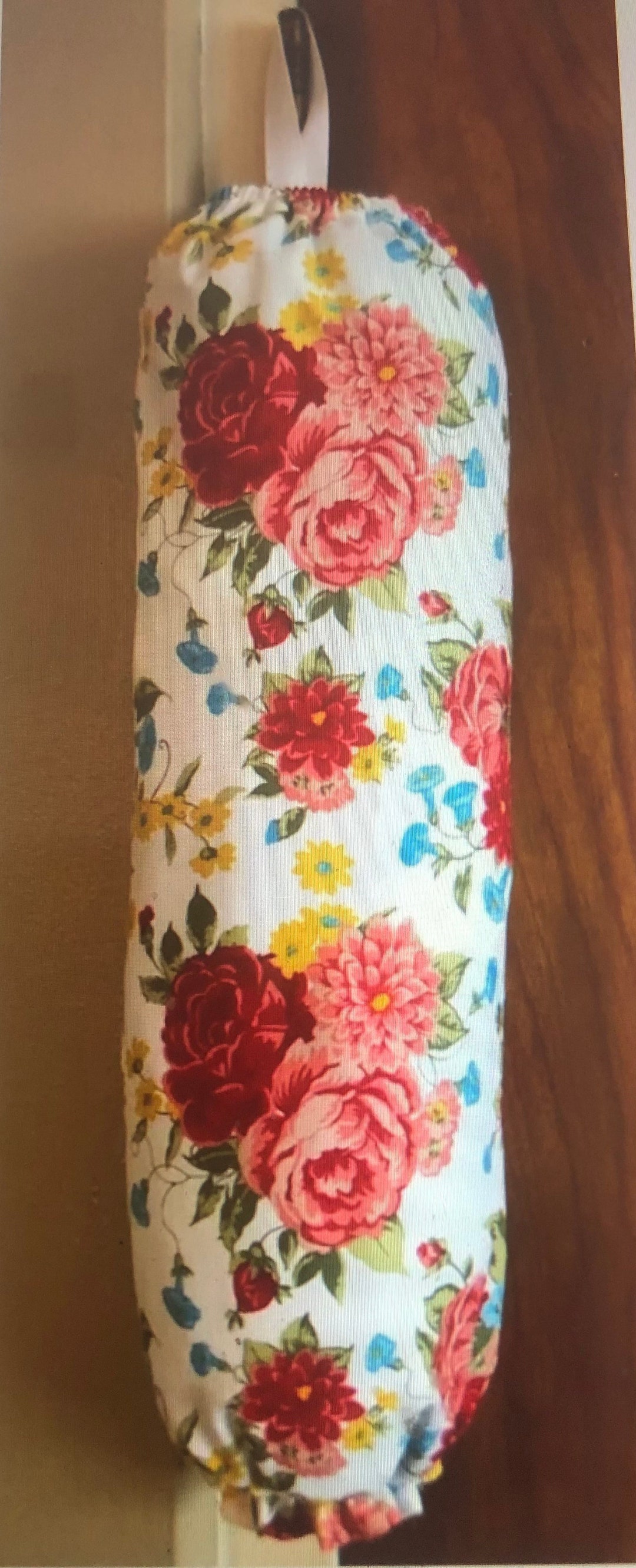 Plastic Bag Holder Pioneer Woman Sweet Rose Floral Fabric Reusable