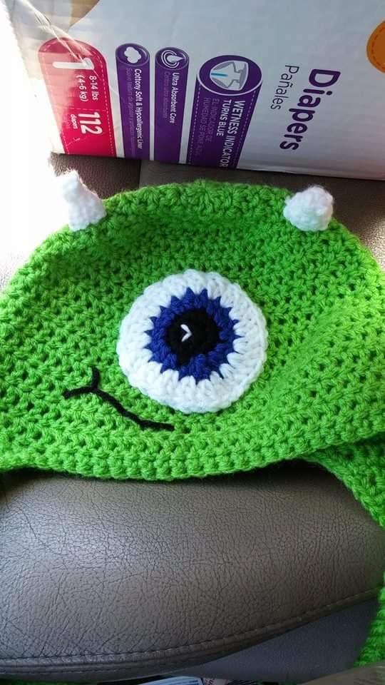 Lime Green Knit Monster Beanie With Braided Ties - Etsy display picture 1