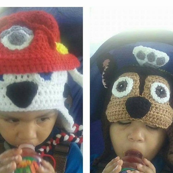 Crochet PawPatrol Inspired Beanies/ Chase Hat/ Rubble hat/ Sky hat/ Marshall hat/ knit hats/ Kids beanies/ character hats