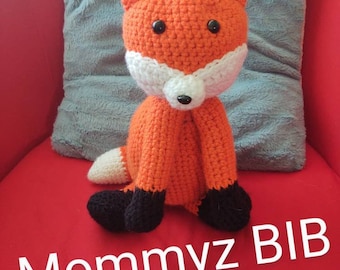 Crochet Fox Plush Toy: Orange Acrylic Stuffed Animal, 10 inch