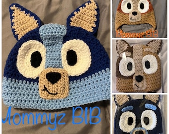 Bluey Pup INDPIRED beanie/ blue puppy knit hat/ kids blue pup hat