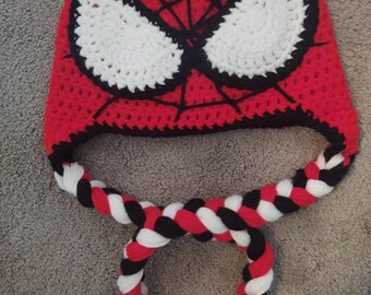 Super Hero Inspired Crochet Beanie, Red & Blue Superhero Ha, Handmade Winter Beanie, Comic Fan Gift, Crochet Cosplay Hat