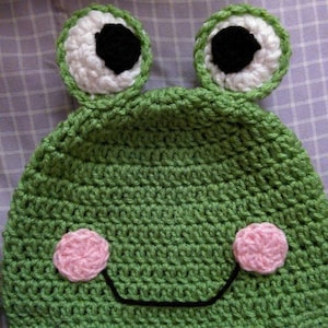 Frosch Mütze / Grüner Frosch Strickmütze / Frosch Wintermütze / Gehäkelte Frosch Mütze