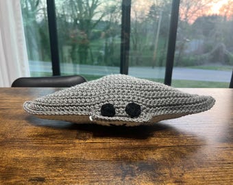 Crocheted Stingray Plush Toy, Soft Yarn Cuddly Stuffed Animal
