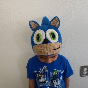 Crochet Sonic INSPIRED Hat/ Sonic the hedgehog hat/ Blue Sonic Beanie/ Kids knit hat