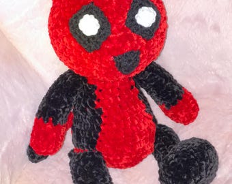 Kitty plushie superhero / black and red kitty stuffed toy