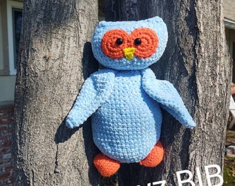 Crochet Owl Plush Toy, Soft Acrylic Yarn Stuffed Animal