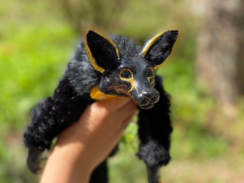 Black fennec fox plush art doll Etsy