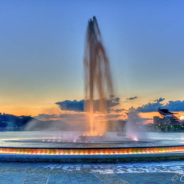 Sunset Fountain Spray,  Pittsburgh, PA
