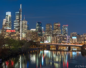 Philly Blue Night Skyline, Philadelphia, PA