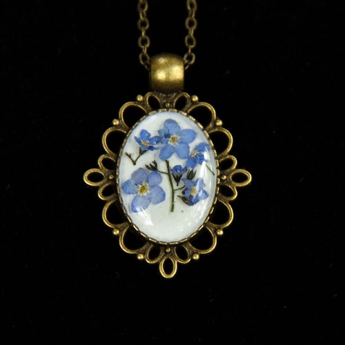 Real Forget Me Not Pendant Valentines Day Gift for Her Gift - Etsy