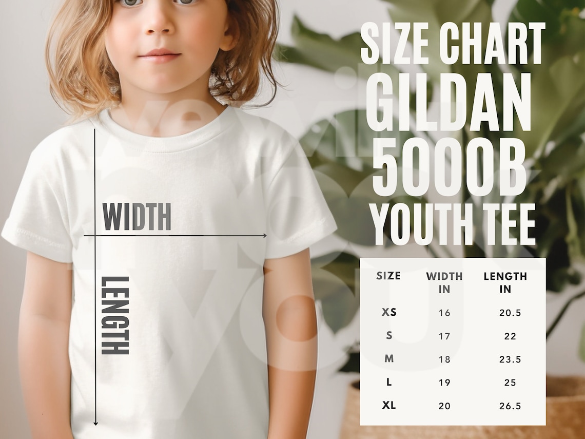 Size Chart Gildan 5000B GILDAN 5000 B Unisex Youth Tee Size Etsy