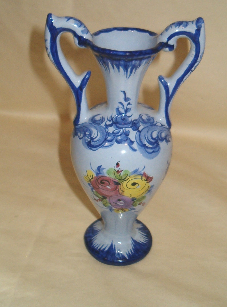 Alcobaca Vestal 8 Bud Vase Portugal Signed 994 Blue Etsy