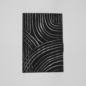 Modern Abstract Textured Painting, Black and White Artwork, Monochrome Minimal Art