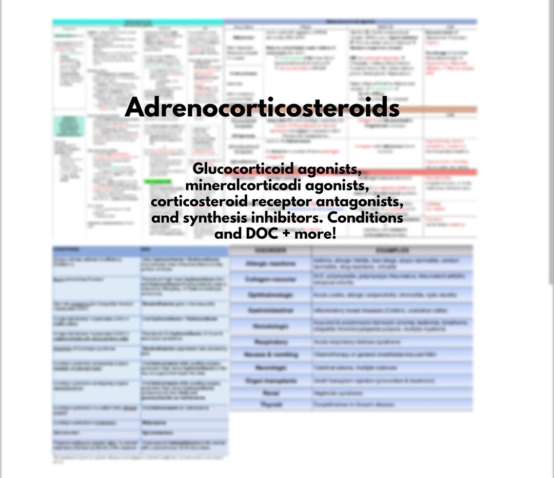 High Yield Adrenocorticosteroids Table USMLE, Step, NCLEX Prep - Etsy ...