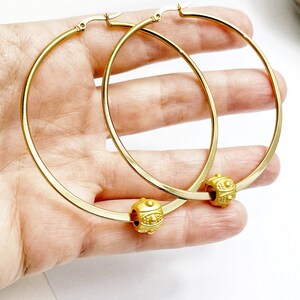 Large Gold Stainless Steel Aztec Hoop. Free Shipping and Gift Wrapping. image 2