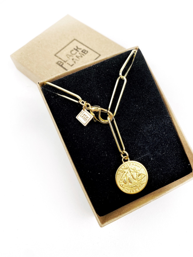 Free Gift Wrapping Australian 24K Gold Plated Coin on 24K Gold Electroplated Paperclip Chain Free Shipping Made in Australia.