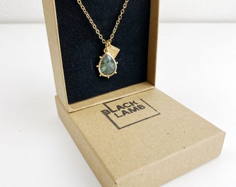 Intuitive Labradorite Healing Pendant on Fine Gold Chain. Made in Melbourne. Free shipping and gift wrapping.