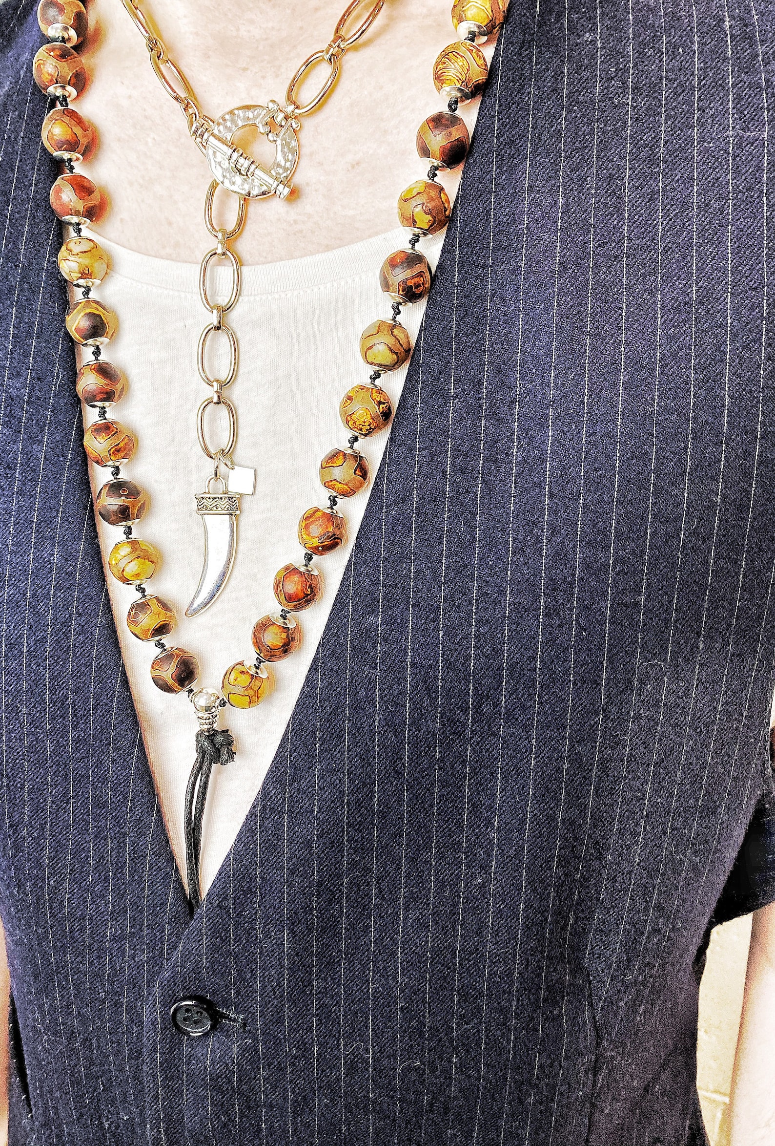 Mens Dapper Waistcoat Chain With Silver Tusk Charm. Free Etsy
