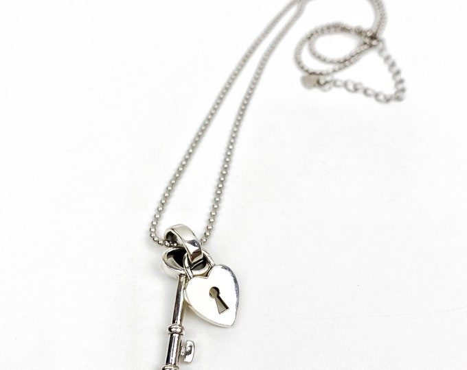 Silver Heart Lock and Key Necklace Silver Heart Lock and Key Charm