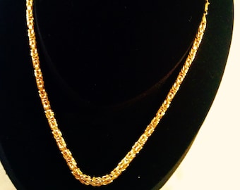 18K Yellow Byzantine Fancy 19.75" Length Square Chain