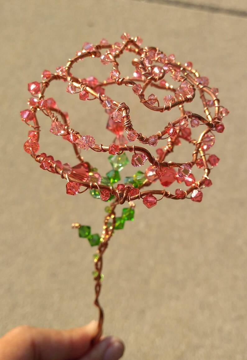 Floral Wire Rose Suncatcher Flower Art Wire Rose Sculpture | Etsy