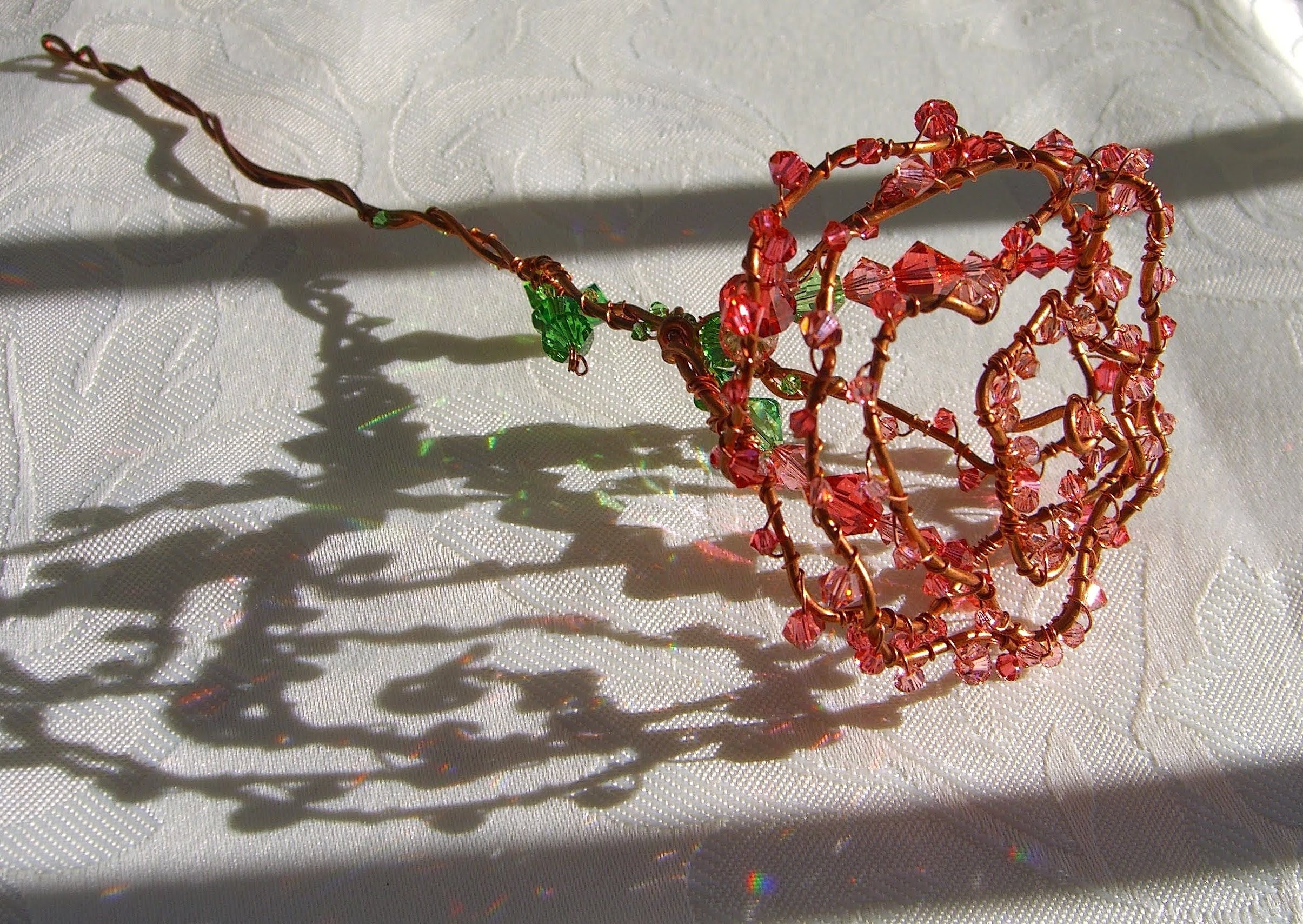 Floral Wire Rose Suncatcher Flower Art Wire Rose Sculpture | Etsy