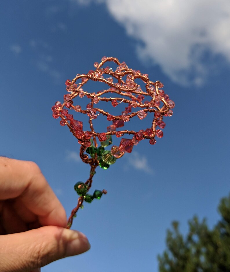 Floral Wire Rose Suncatcher Flower Art Wire Rose Sculpture | Etsy