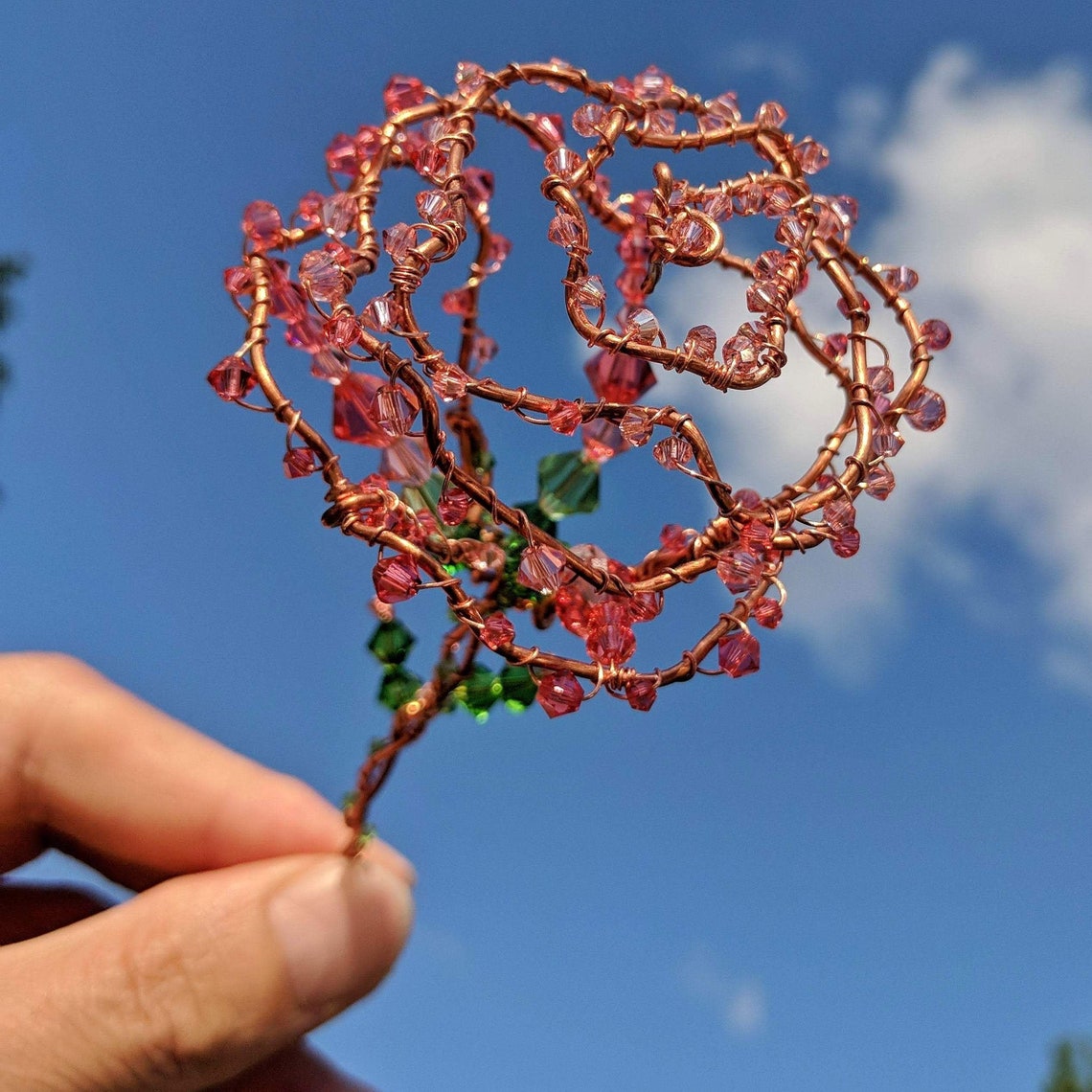 Floral Wire Rose Suncatcher Flower Art Wire Rose Sculpture | Etsy